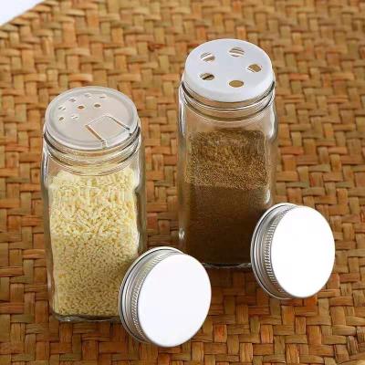 China Refillable Supermarket 4oz Square Glass Seasoning Bottle , Salt Shaker , Pepper Shaker for sale