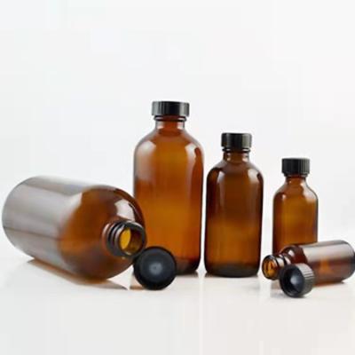 China Personal Care 30ml 120ml 125ml 150ml 240ml 250ml 500ml 700ml 4oz 4oz 32oz Clear Boston Round Glass Amber Bottle for sale