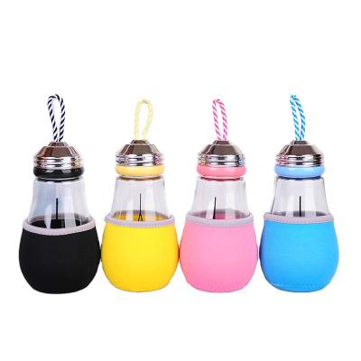 China Good Quality Various Sustainable Cute Bulb Water Cup With Color Protective Case for sale