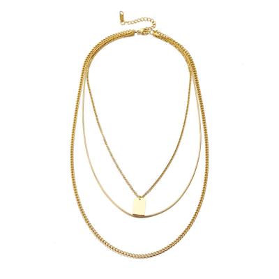 China Fashionable Good Luck 18K Gold High Quality Stainless Steel Chain Necklace Custom Engrave Bar Necklace Jewelry for sale