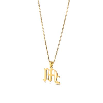 China CLASSIC 18k Gold Plated Stainless Steel Name Necklace Personalized Old English Initial Letter Necklace for sale