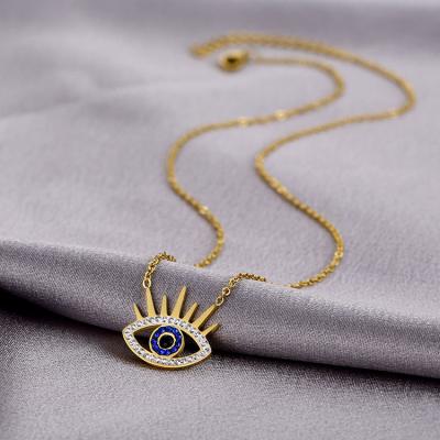 China Factory Wholesale Religious Custom Necklace Gold Plated Crystal Women's Jewelry Arabic Evil Eyes Necklace for sale