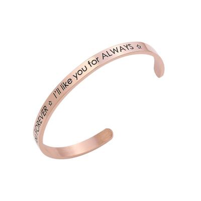 China CLASSIC Factory Custom Stainless Steel Cuff Bangle 18K Gold Plated Engraved I Am Enough Bracelet & Bangles for sale