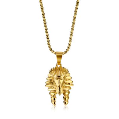 China CLASSIC Hot Selling Egyptian Solid Gold Plated 18k Stainless Steel Piece Pharaoh Jesus Pendant Jewelry for sale