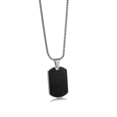 China Black Fashion Mens Carbon Fiber Dog Necklace Fashion Man Jewelry Military Silver Pendant for sale