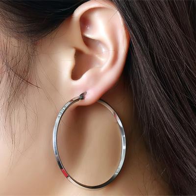 China Silver Stainless Steel Fashion Circle Hoop Earrings Women Casual/Sporty Jewelry Large for sale