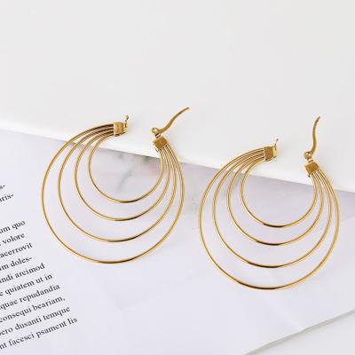 China 2021 BOHEMIA 2021 Hoop Earrings Stainless Steel Exaggerated 4 Hoop Earrings Stainless Steel Bohemian Gold Plated Jewelry for sale