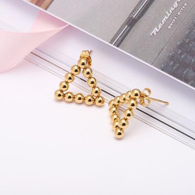 China BOHEMIA Stainless Steel Beaded Earrings Triangle Stud Earrings Women Gold Minimalist Tiny Jewelry for sale