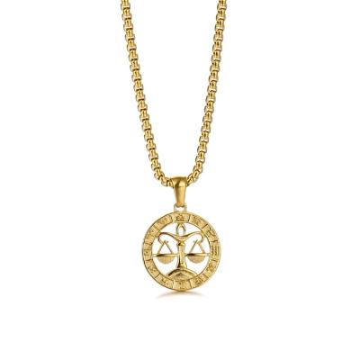 China 2021 High Demands Twelve Horoscopes Zodiac Jewelry Wholesale Enviroment Friendly Sign Charm Gold Pendant Necklace for sale