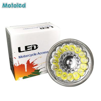 China High Heat Conduction Aluminum/Plastic Motoled Reflector/HD Glass Round 15 Beads Motorcycle LED Headlight For Chopper Type for sale