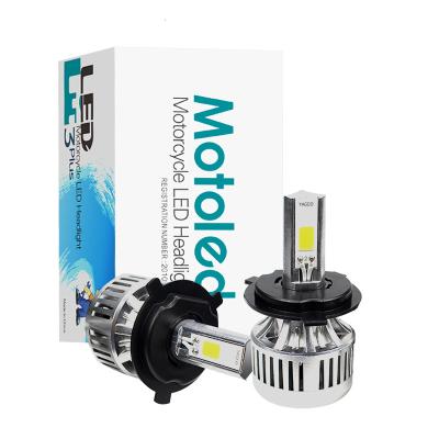 China Aviation Aluminum parts+Fan Cooling Motoled 80V 4500LM High Power H4 Motorcycle Headlight for sale