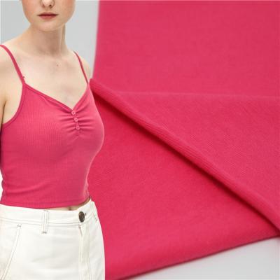 China Stretch watermelon red modal 1028 cotton knitting simple lightweight spandex tank top T-shirt fabric for underwear for sale