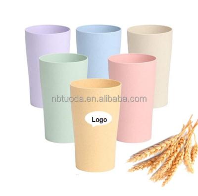 China Sustainable Wheat Straw Round Portable Biodegradable Juice Classic Tea Cups for Water 400ml for sale