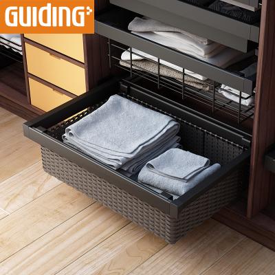 China Latest Wardrobe Style Rattan Stocked Basket For Clothes Storage With Soft Closing for sale