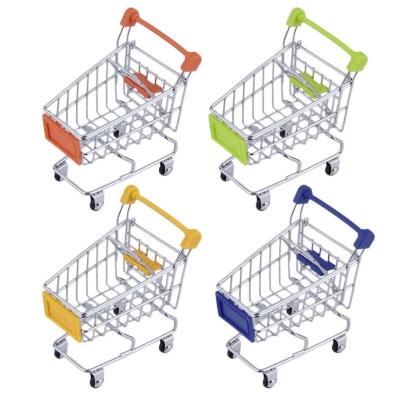 China Baby Desktop Toy Desktop Decor Ornament Toys Storage Phone Holder Storage Trolley Mini Supermarket Hand Trolleys Mini for sale