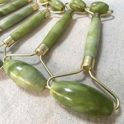 China Body Green Roller and Gua Sha Tool Kit by Natural Jade Scraper Massager with Stones for Face Neck Back and Chin for sale