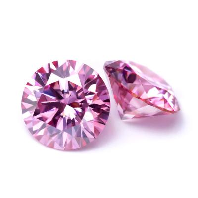 China Color Play or Fire High Quality GRA Certificate Round Cut Pink Loose Stones Moissanite Price Per Carat for sale