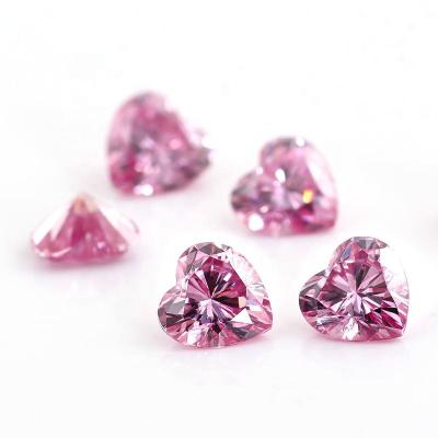 China Color Play or Fire Lab Grown Gemstone GRA Certificate Heart Cut Pink Loose Moissanite Stone for sale