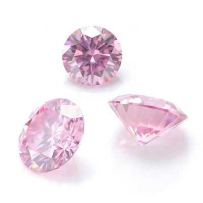 China Color Play or Fire Hot Sale Coated Color 1 Carat Round Cut Light Pink Loose Stones Moissanite for sale