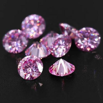 China Color Play or Fire Manufacturer Synthetic Diamond Gra Certified Color Plated Pink Round Cut Loose Moissanite Stone for sale