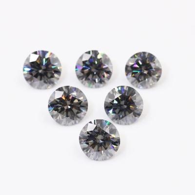 China Color Play or Fire Manufacturers Wholesale Round Cut Grey Loose Stone Moissanite For Jewelry Making for sale