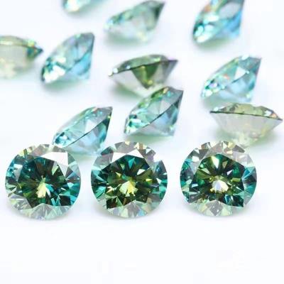 China Color Play or Fire Wholesale Round Cut Vvs Diamond Loose Dark Green Moissanite Stones For Jewelry Making for sale