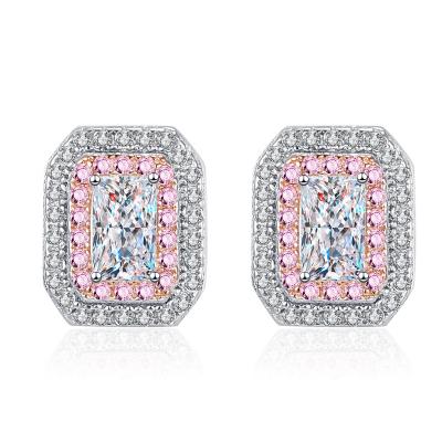 China Nickel-Free Lead-Free High Quality Wedding Jewelry Sterling Silver S925 Baguettes Moissanite Women Stud Earrings for sale