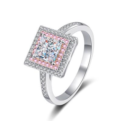 China Nickel-Free Lead-Free High Quality 925 Sterling Silver 18k Gold Plated Princess Cut VVS Moissanite Diamond Wedding Engagement Ring for sale