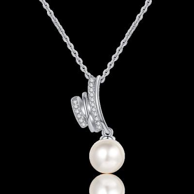 China Nickel-Free Lead-Free Fine Jewelry Wedding Moissanite Diamond 925 Sterling Silver Freshwater Pearl Pendant Necklace for sale