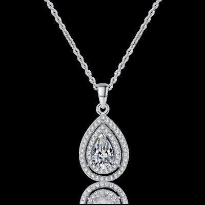 China Nickel-Free Lead-Free Gems Fine Jewelry Sterling  White Pendant 925 sterling silver moissanite necklace for Female for sale