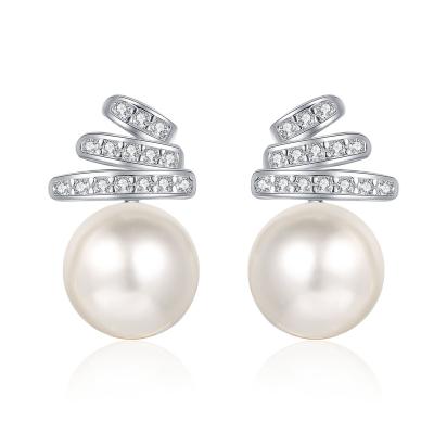 China Nickel-Free Lead-Free Luxury Fine Jewelry 925 Sterling Silver VVS Moissnaite Natural Freshwater Pearl Drop Stud Earrings for sale