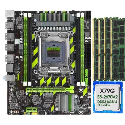 China Desktop High performance LGA 2011 x79 Chipset x79 gaming motherboard with E52670v2 4*8GB 1600mhz  ecc reg ram for sale