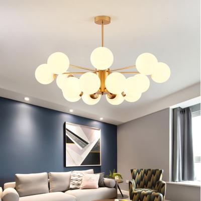 China Modern Flat Circle Lampen Branches White Bulb Gold Restaurant Globe Shape Ball Modern Ceiling Led Nordic Style Glass Pendant Lights for sale