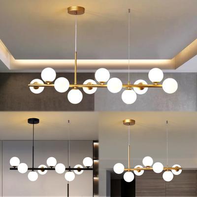 China Square Modern Luxury Branches Bulb Restaurant White Globe Shape Nordic Modern Led Ball Ceiling Glass Style Pendant Light for sale