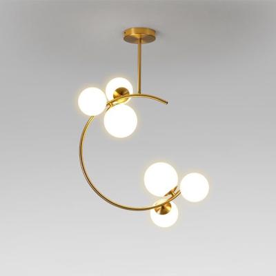 China Modern Nordic Modern Nordic Pendant Light Kitchen Gold Metal Glass Ball Round Chandeliers Lights for sale