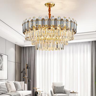 China Modern Indoor High Lights Crystal Chandelier Lamp Lamparas Colgante Furniture Crystal Hanging Lighting for sale