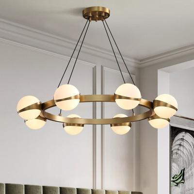 China Northern Europe Modern Hot Selling Chandeliers and Modern Led Pendant Lights Glass Gold Chandelier Light for sale