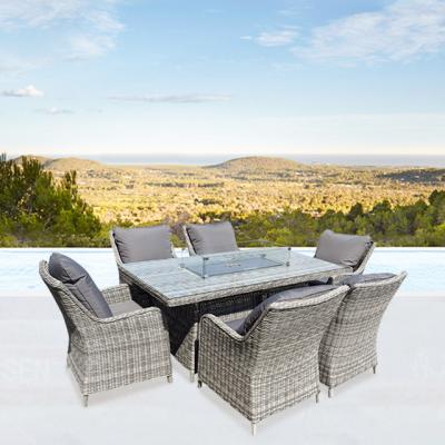 China Hot Sale Modern Rectangular Dining Table 6 Seats Outdoor Furniture PE Rattan for sale