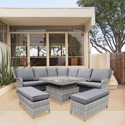 China Modern Rattan Garden Sofa Set Waterproof Factory Price Cafe Chat Outdoor Furniture for sale