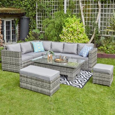 China Modern Outdoor Rattan Sofa Set Garden Furniture Garden Furniture Rising Dining Table for sale