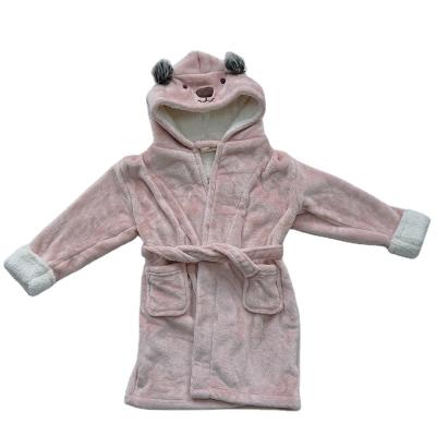 China Breathable Animal Head Pink Dressing Gown Girl Hooded Bathrobe for sale