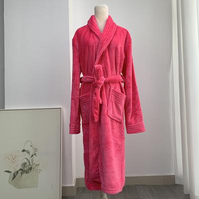 China Factory Price QUICK DRY Polyester Ladies Bathrobe Woman Nightgowns Pink Dressing Gown for sale