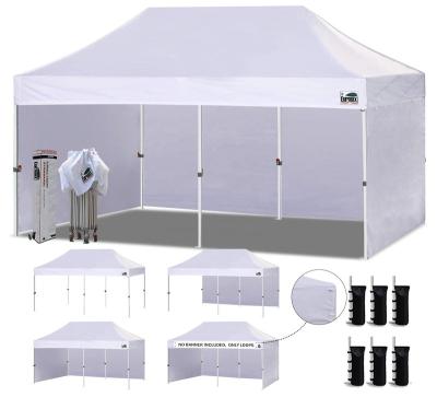 China Polyester Eurmax 10' x20 Ez Canopy Automatic Tent Commercial Pop Up Awnings With 4 Zipper Removable End Side Walls And Roller Bags, Bonus 6 for sale