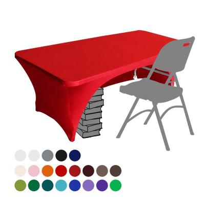 China CLASSIC 8Ft Eurmax Open Back Spandex Tablecover For Wedding Party Place Red Table Cloth for sale