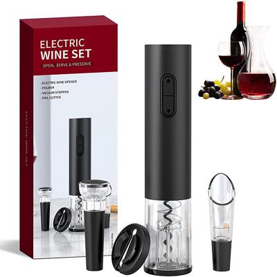 China Cheap Wedding Gift Electric Wine Opener Gift Set with Aluminum Cutter Pourer Bottle Stopper for Wine Lover, Rechargeable Battery Corkscrew for sale