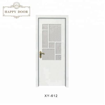 China Simple Swing Design Wood Insert Glass Doors Frosted Toilet Door Bedroom Interior Doors Glass Soft End for sale