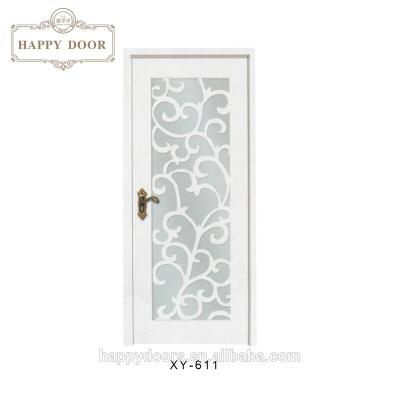 China White Swing Morden Design Half Frosted Bathroom Entry Wood Doors Interior Glass Glazed Door for sale