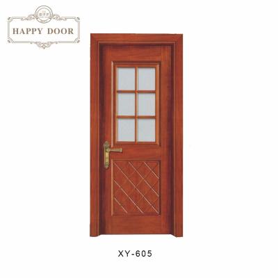 China Latest Design Swing Style Plywood Wooden Doors Soundproof Molded Interior Office Door with Stained Glass in Pakistan for sale