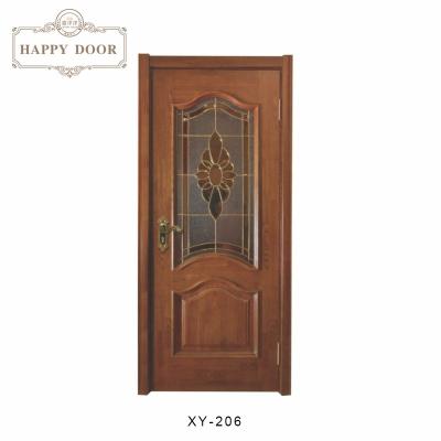 China New Chinese Swing House Front Entrance Modern Solid Walnut Panel Wood Cut Out Simple Design Church Room Comfort Wood PVC Poly Door for sale