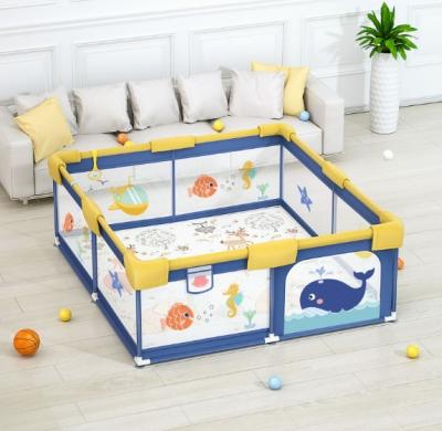 China Modern Cartoon Bear Indoor Children's Cloth Fence Folding Baby Crawling Playpen for sale